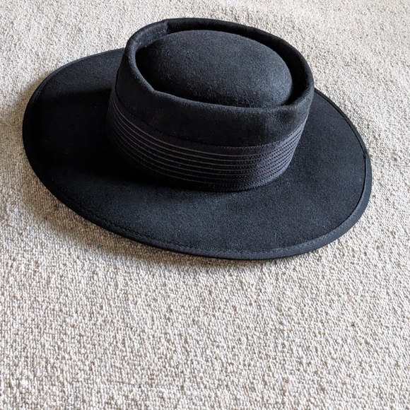 Luna Blum x Olive & Pique OOAK Hand Painted Lightning Bolt Wool Black Hat - Picture 7 of 16